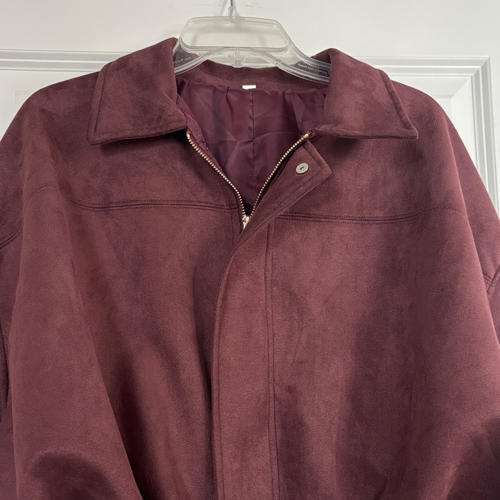 Women's Burgundy Zip-Front Jacket - Picture 2 of 5